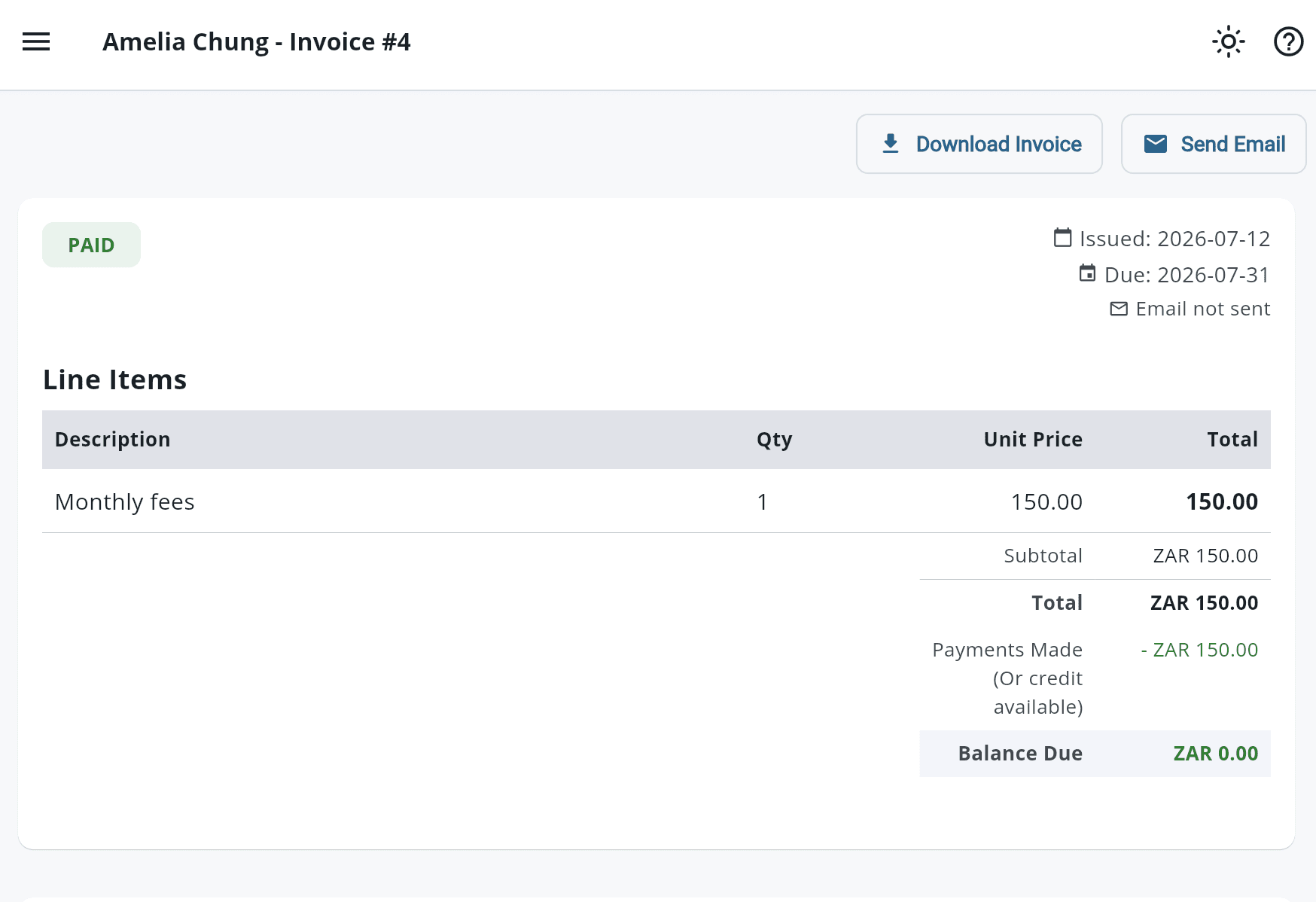 ClassBuddy Invoicing Dashboard